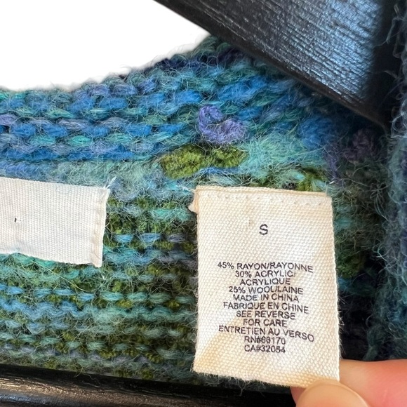 Sleeping on Snow Anthropologie Geo Knit Longline Cardigan Blue Multi Small Wool - Picture 4 of 7